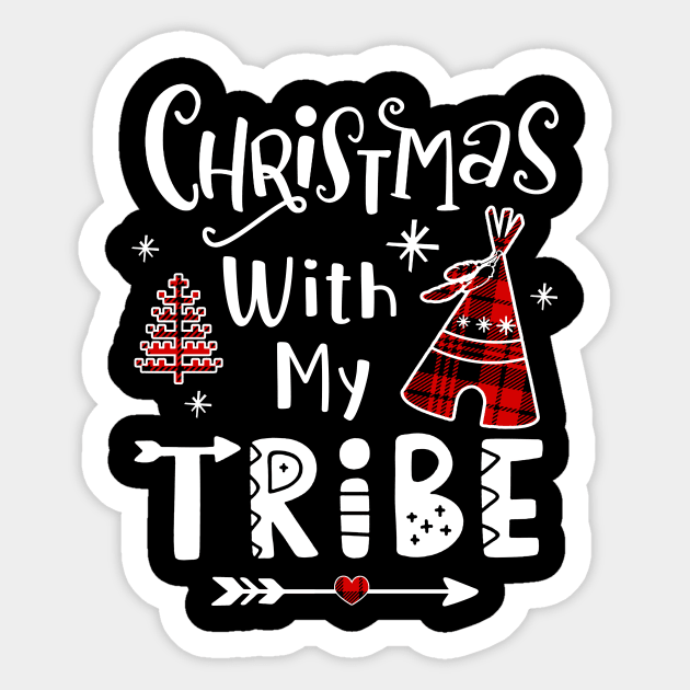 Christmas With My Tribe Red Plaid Matching Family Xmas Sticker by Dunnhlpp